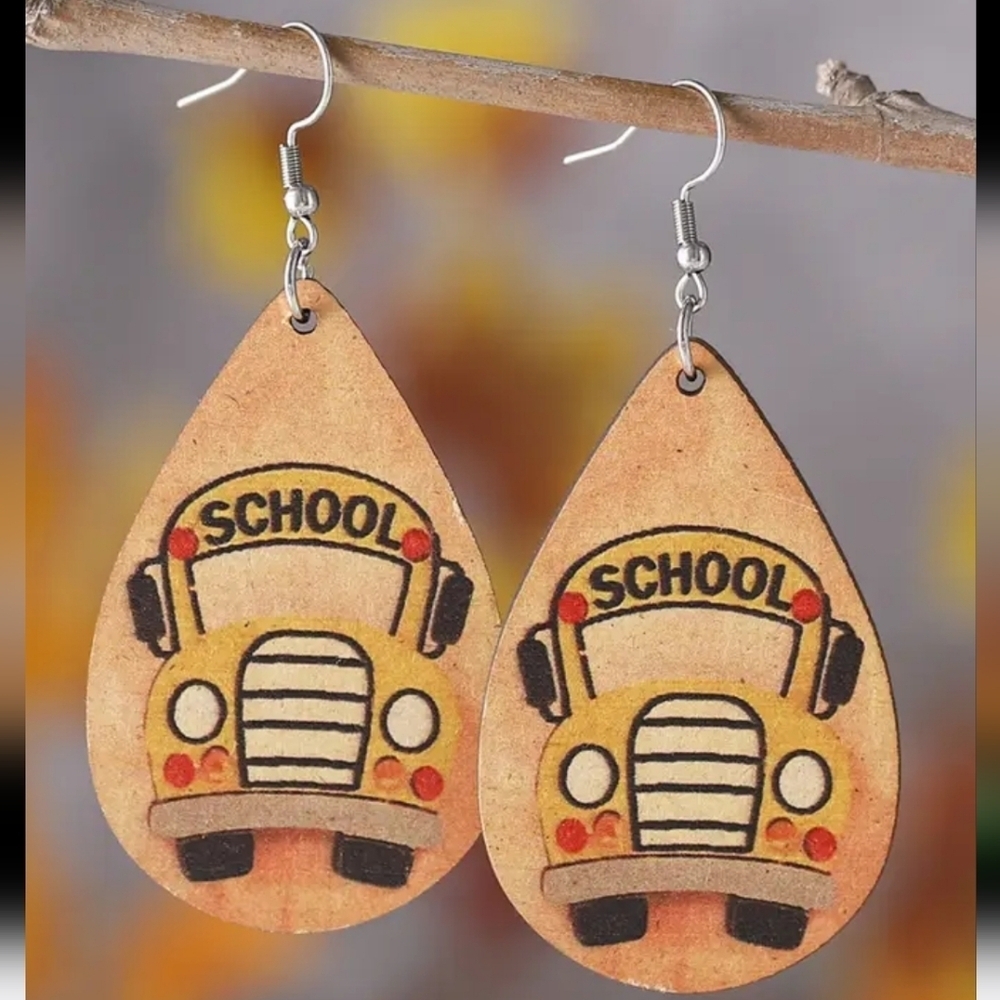 School Bus Yellow Tear Drop Earrings